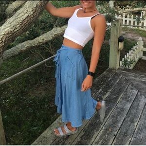 APPRAISAL Chambray denim blue A-line skirt MEDIUM NEW